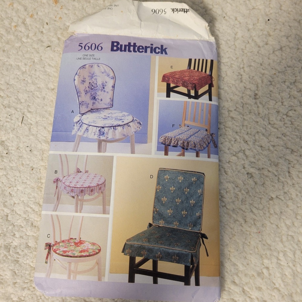 Butterick H516 / 5606 Chair‎ covers and Pads  UNCUT Sewing Pattern 2000